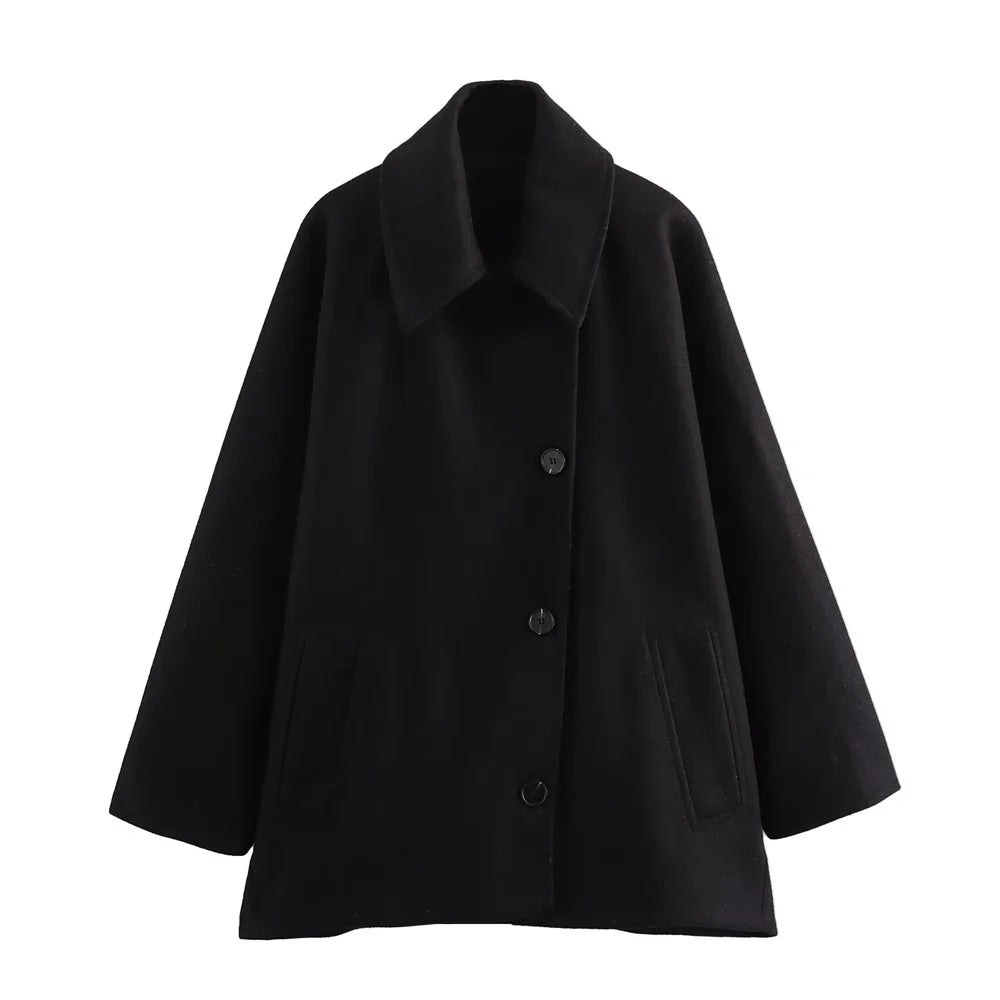 Women's Black Fashionable Trench Style Jacket | Ideal for Winter