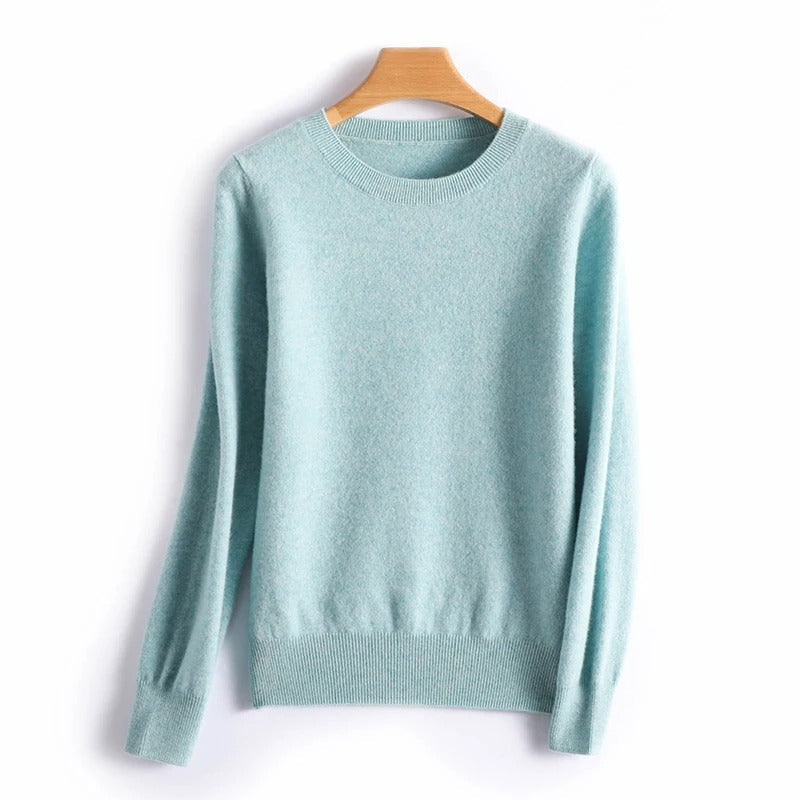 Women's Pure Wool Cashmere O-neck Sweater